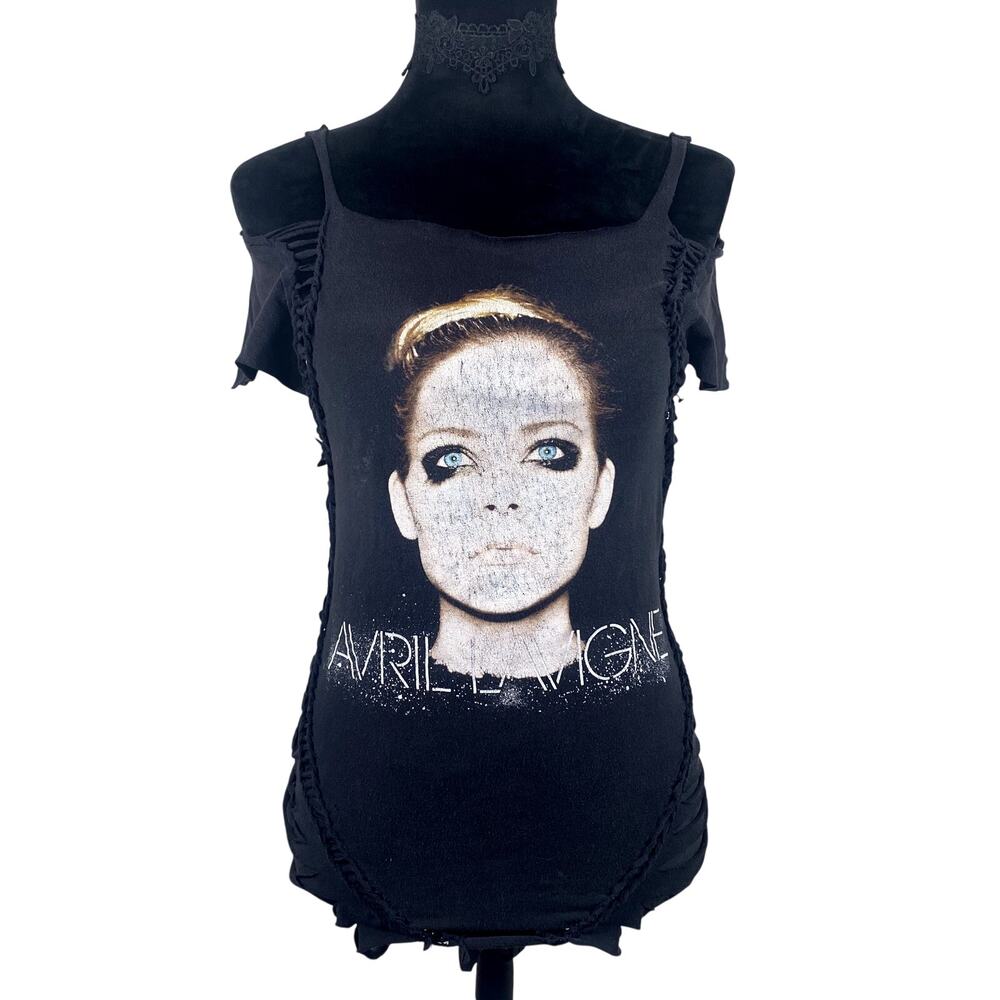 Avril Lavgine Custom Diy Woven Women's Tee Shirt Grunge Punk Emo Alt 2000's Sz M